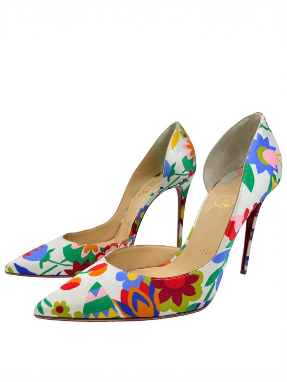 Christian Louboutin Iriza Bloomy Crepe Satin Pumps Multicolor Size 38.5